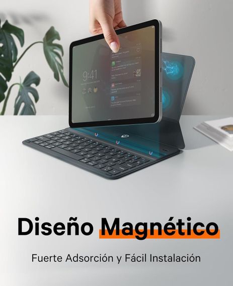 Клавіатура-чохол для iPad Air 2024 11”, Air 5/Air 4 10.9”, iPad Pro 11 4, 3, 2, 1 покоління, магнітна, ультратонка, сіра QWERTY | Зображення 4