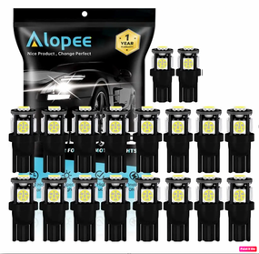 Белые светодиодные лампы Alopee W5W, 501, T10, 194, 12В, 5SMD, 5050 чипы, 7000K (упаковка 15 шт)