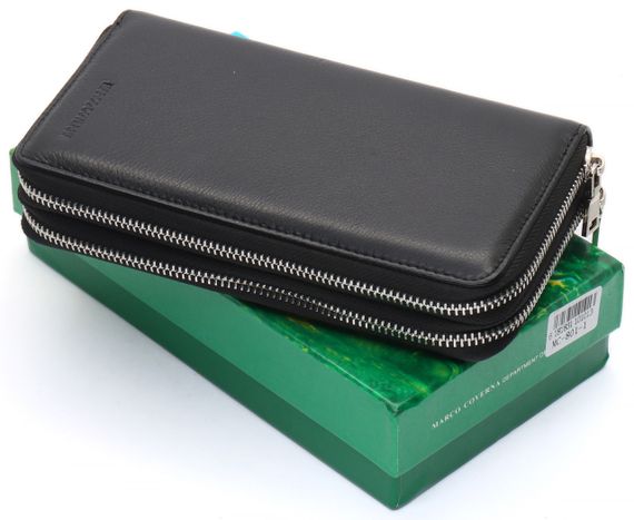 Чорний чоловічий клатч на дві блискавки з натуральної шкіри Marco Coverna MC-801-1 | Зображення 1