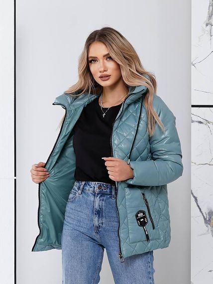 Жіноча стьобана куртка з блиском, арт.504, світло зелений | Зображення 6