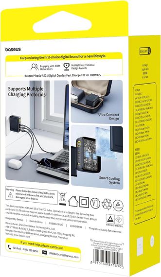 Сетевое зарядное устройство Baseus PicoGo AE21 100W GaN Fast Charger | Зображення 7