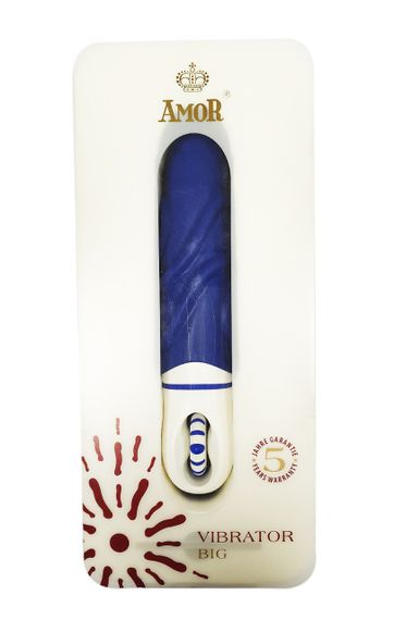Розкішний вібратор з опуклими ребрашками для стимуляції AMOR BIG VIBRATOR BRUCE Blue (Застосунок НЕ Sex Aura