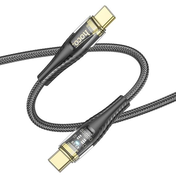 Кабель Hoco U121 з індикатором Type-C to Type-C PD 60W 1.2m black | Зображення 1