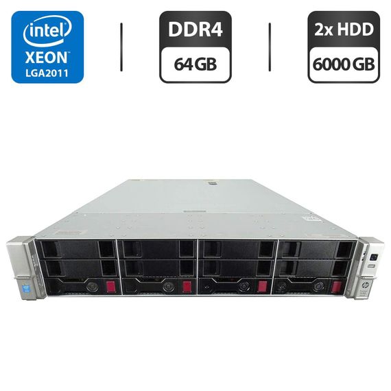 Сервер HP ProLiant DL380 Gen9 (4 LFF) 2U Rack / 2x Intel Xeon E5-2680 v4 (14 (28) ядра по 2.4 - 3.3 GHz) / 64 GB DDR4 / 6000 GB HDD (SAS) / RAID HP Smart Array P440ar / 2x 500W б/у | Зображення 1