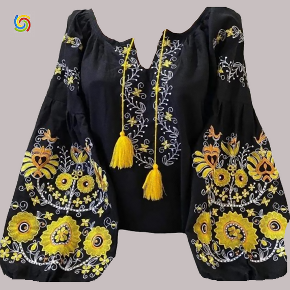 Рубашка Украинская вышиванка  330711 цвет чёрный размер XXL/3XL