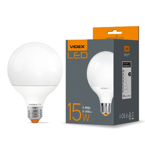 Лампа G95e 15W E27 3000K 220V LED Videx