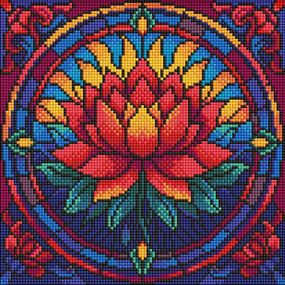 Алмазна мозаїка "Вітраж. Лотос" ©art_selena_ua AMO8330, 30х30 см