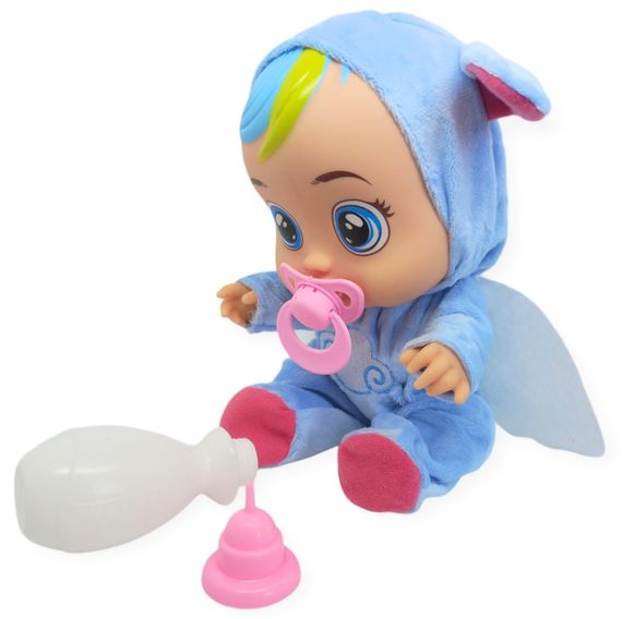 Лялька пупс розмовляє плаче сміється в костюмі хмаринки 25,5 см Baby Lovely з соскою і пляшечкою | Зображення 6