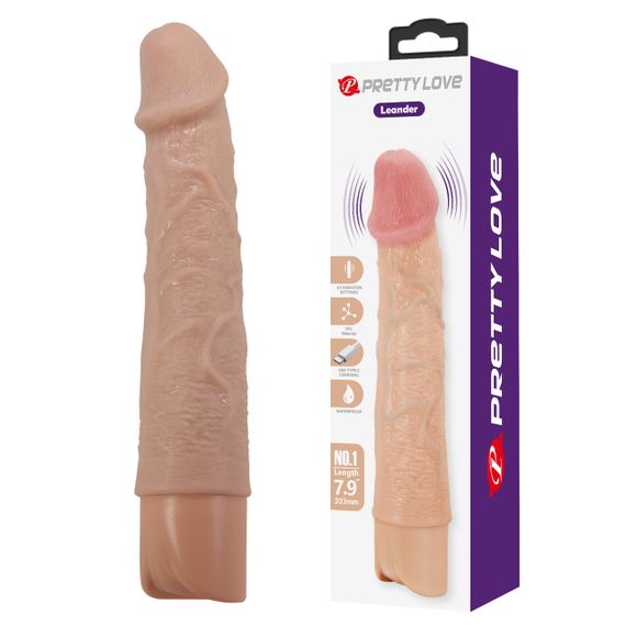 Реалістичний вібратор - Pretty Love Leander Realistic Vibrating Dildo Flesh Sex Aura