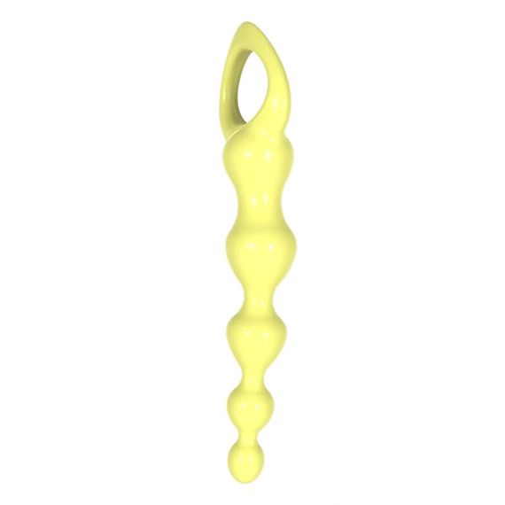 Анальні кульки MELEON Advanced Anal Beads 2, жовтий ланцюжок із TPE з петлею-ручкою Sex Aura | Зображення 4