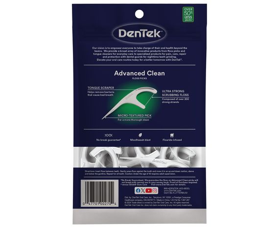 Флоc-зубочистки DenTek Triple Clean Floss Picks потрійне очищення, 75 шт. | Зображення 1