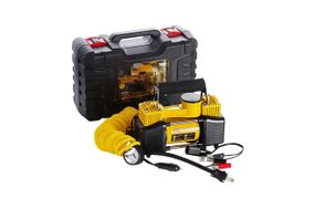 Компрессор автомобильный двухпоршневой (85л/мин 10Атм 18А) в пластиковом кейсе + витой шланг СИЛА