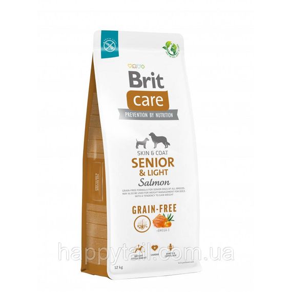 Беззерновой корм Brit Care Senior and Light для пожилых собак и контроля веса, лосось, 12 кг