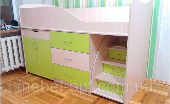 Ліжко-кімната Bed Room-5 колір Білий/Графіт, висувні сходи-комод, висувний стіл, вибір кольору фасадів | Зображення 8