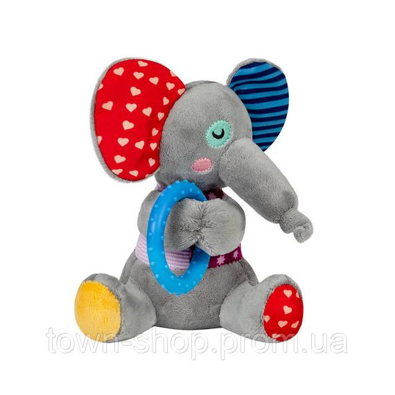 Игрушка для собак Слоненок с кольцом и пищалкой GiGwi Plush, текстиль, термопластичная резина, 16 см