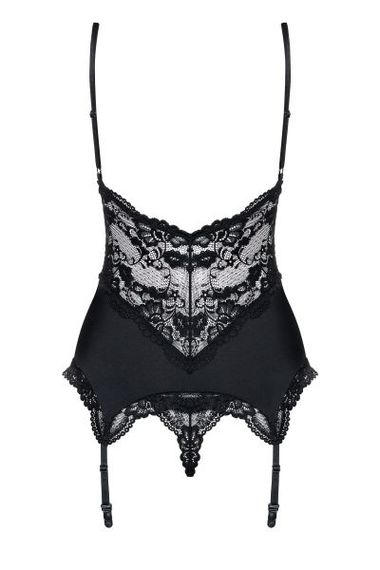 Корсет Obsessive 810-COR-1 corset & thong black L/XL | Зображення 5