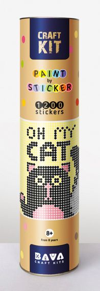 Картина по номерам стикерами в тубусе "Кот" 1200 стикеров 1807, 33х48 см | Зображення 1