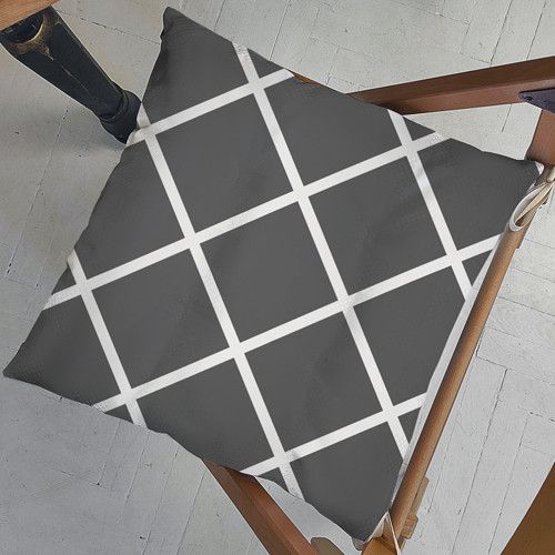 Подушка на стул с завязками Клетка на сером фоне 40x40x4 см (PZ_23F010)