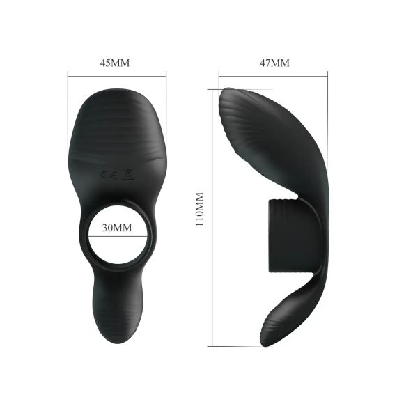 Вибро-кольцо Pretty Love - Vibration Penis Sleeve Black 7 vibration functions, BI-210198 sexstyle | Зображення 8