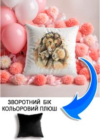 Подушка плюшева Мерч Крафт Дизайн з принтом Леви чорний плюш квадратна 33х33 см