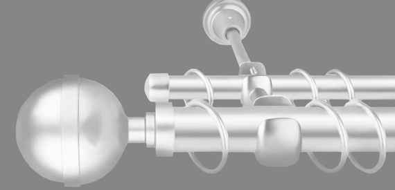 Карниз для штор дворядний металевий 25 мм, Калісто (комплект) Білий 160 див.