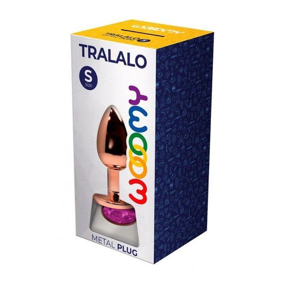 Металева анальна пробка Wooomy Tralalo Rose Gold Metal Plug Magenta S, діаметр 2,8 см, довжина 7 см | Зображення 1