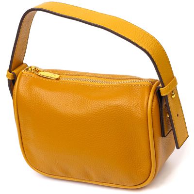 Сумка Vintage На плечо кросс-боди из натуральной кожи Желтая (22100)