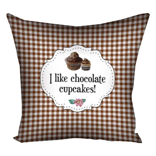 Подушка габардинова з принтом I like chocolate cupcakes! 40x40 (4P_SWE010)