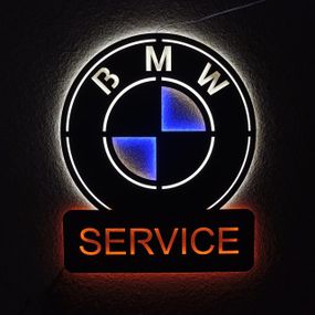 Панно декоративна картина на стіну BMW SERVICE LED підсвітка 490х600 acr-p000094