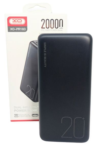 Power Bank 20000 mAh 2 А реальна ємність XO PR183 зарядка зовнішній акумулятор павербанк сертифікований