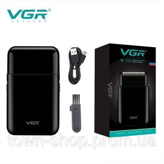 Аккумуляторная мужская мини электробритва VGR V-390 для бритья бороды и усов шейвер. Цвет: черный