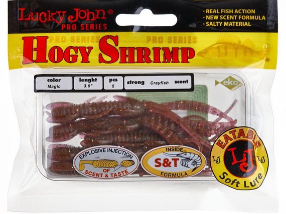 Виброхвосты съедоб. искусст. LJ Лаки Джон Pro Series HOGY SHRIMP 3.5in (08.90)/S14 5шт. | Зображення 1