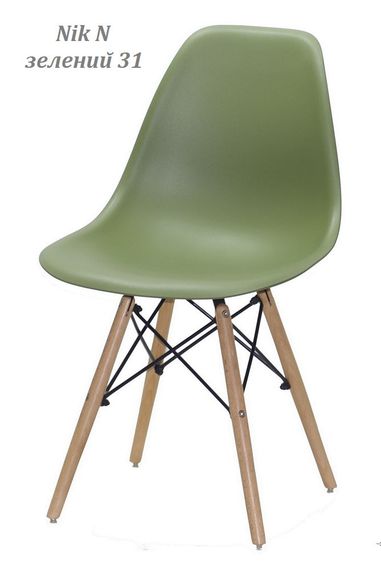 Стул обеденный пластиковый на буковых ножках Nik N Eames DSW, цвет сиденья Зеленый 31