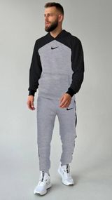 Чоловічий спортивний костюм Nike сірий з чорними вставками