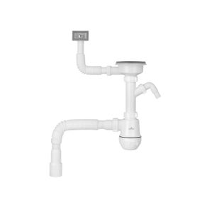 Сифон для кухонної мийки Kroner KRP KS02-1BLK 3 1/2"х40/50 мм з відводом для пральної машини, з квадратним пер