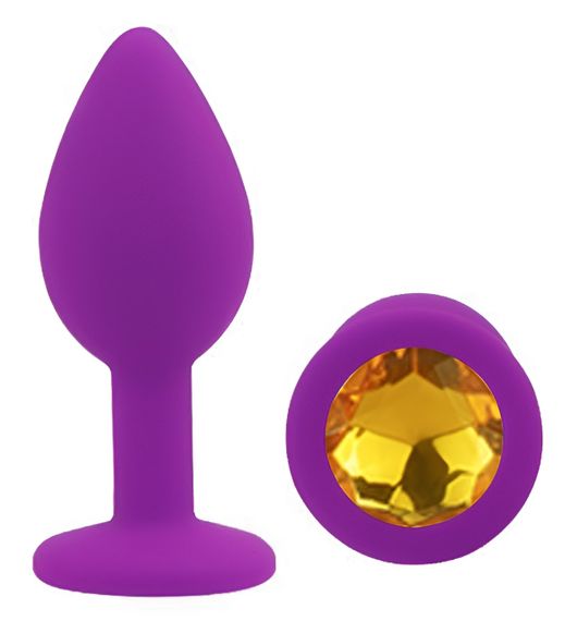 Силіконова анальна пробка EGZO - Silicone Purple Round Plug Yellow, size S Sex Aura | Зображення 1