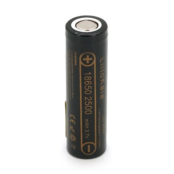 Акумулятор 18650 Li-Ion LiitoKala Lii-25A, 2500mah (2450-2650mah), 3.7V (2.75-4.2V), Black, PVC BOX Q2,  цiна за 1 шт