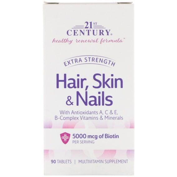 Комплекс для шкіри, волосся, нігтів 21st Century Hair, Skin & Nails, Extra Strength 90 Tabs CEN-27847 | Зображення 1