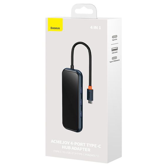 Перехідник Baseus Hub AcmeJoy 4-Port Type-C (USB3.0*3+Type-C PD&Data*1) (WKJZ) Dark Gray | Зображення 4