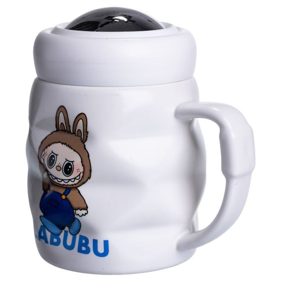 Чашка порцелянова з кришкою Labubu 400 (мл) Білий з синім FM-54A | Зображення 1