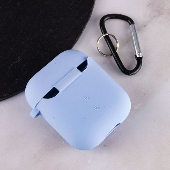 Силиконовый футляр с микрофиброй для наушников Airpods 1/2 Голубой / Lilac Blue | Зображення 3