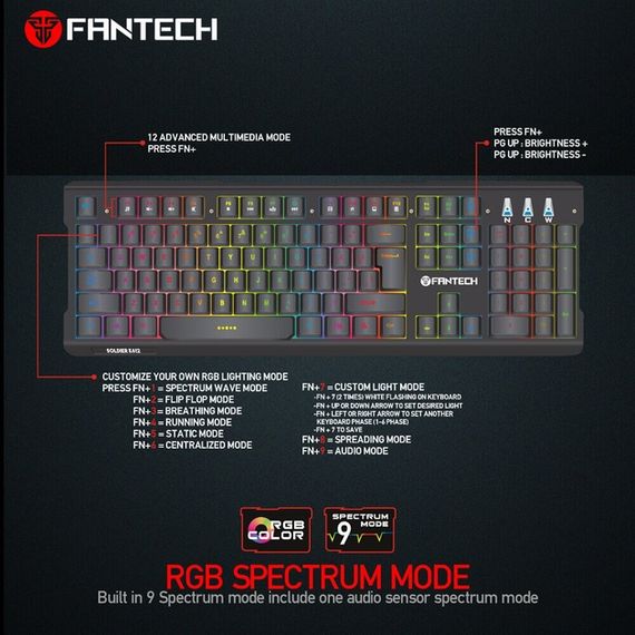 Клавіатура з механічними перемикачами та RGB підсвічуванням Fantech Soldier K612 (23826-01_829) | Зображення 5