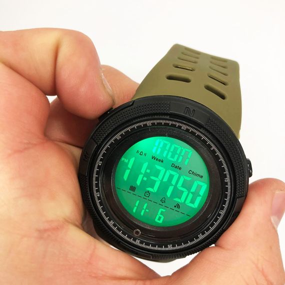 Годинник наручний чоловічий SKMEI 2070AGWT ARMY GREEN, армійський годинник протиударний. Колір: зелений | Зображення 1