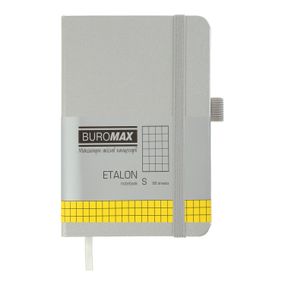 Книга записна ETALON 95*140 96л. BM.296160-24 BUROMAX клітка, обкладинка пок.шкіра, срібний (4823078985897)