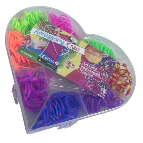 Набор резиночек для плетения браслетов в боксе Сердце Цветные