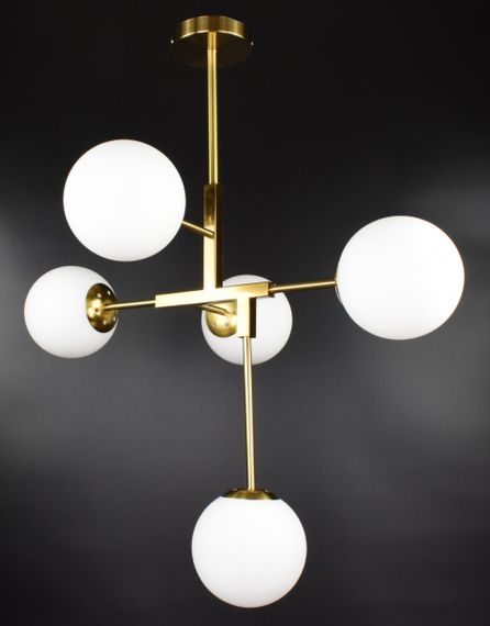 Люстра стельова на 5 лампочок 26614 Латунь 55-105х52х69 см. | Зображення 2