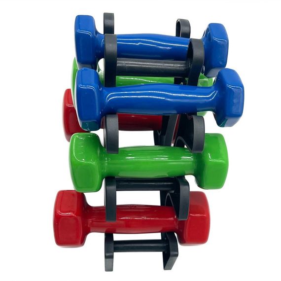 Набір вінілових гантелей на підставці Vinyl Dumbbell Set NE-VIN-124, 2 шт по 1 кг, 2 кг, 3 кг | Зображення 4