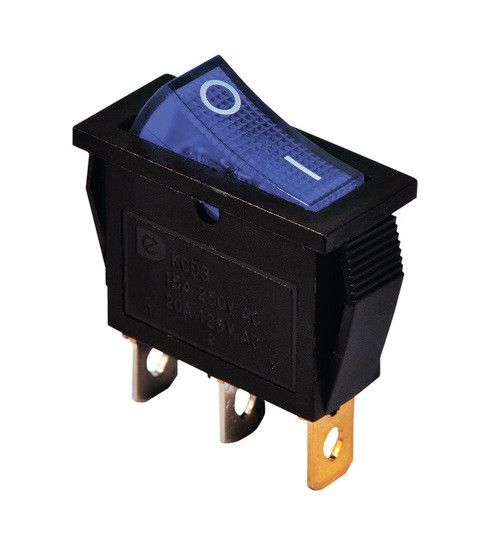 Перемикач KCD3-101N BL/B 220V 1 кнопка синя з підсвічуванням Ny95500836