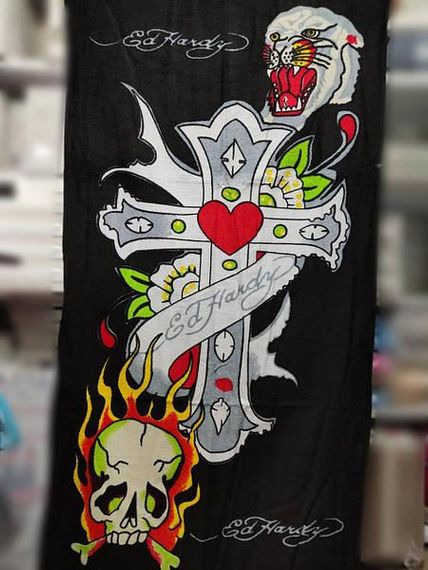 Рушник пляжний ED hardy 75х150см Велюр/Бавовна