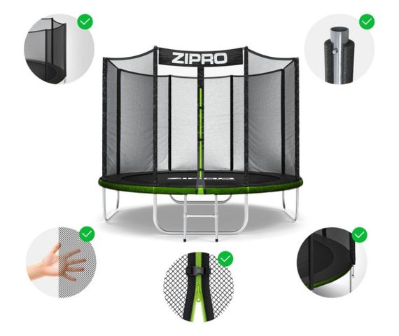 Батут із внутрішньою сіткою Zipro Jump Pro 8 футів 252 см чорно-зелений (5902659840714) | Зображення 3